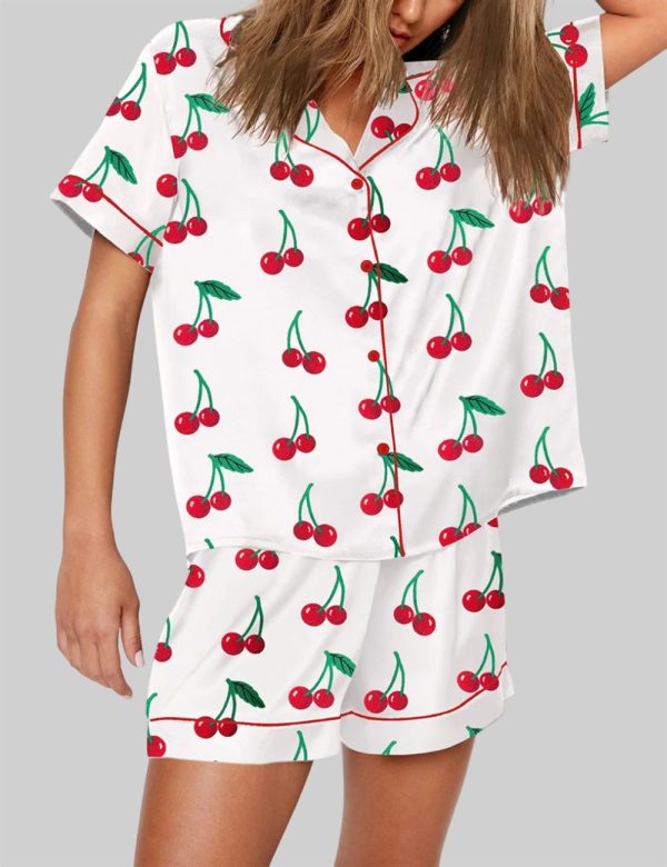 Cherry Cute Print Short Sleeve Pajama Set 2