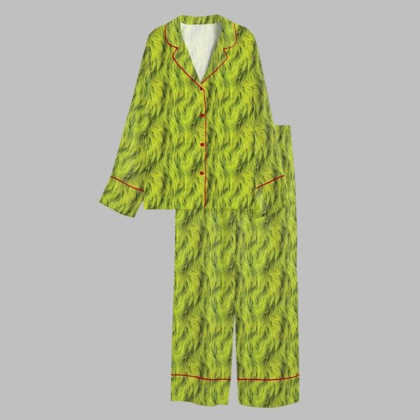 Christmas Grnch Green Fur Pajama Set 2