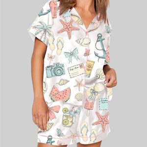 Coastal Coquette Seashell Summer Vibes Beach Pajama Set 1