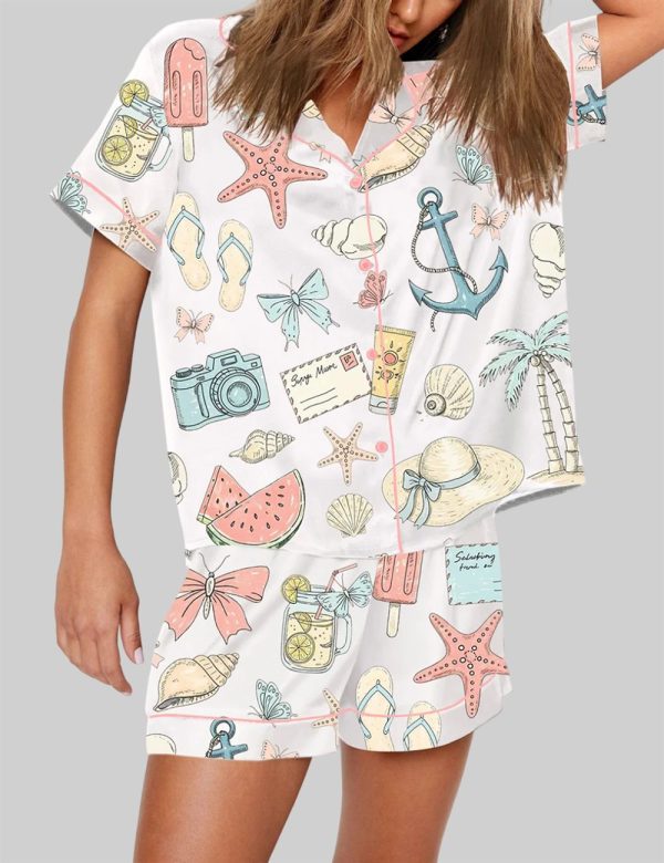 Coastal Coquette Seashell Summer Vibes Beach Pajama Set 2
