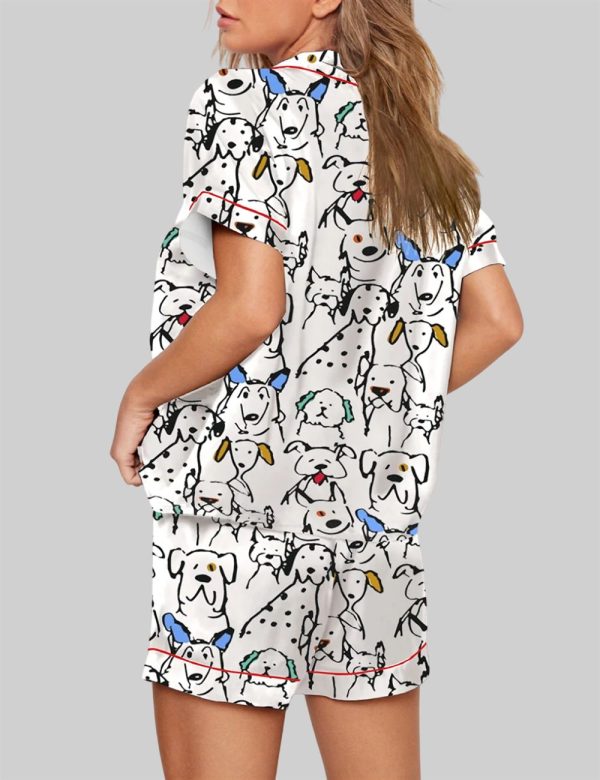Color Pop Doodle Dogs Cute Dogs Print Pajama Set 2