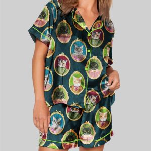 Colorful Cat Cameos Pajama Set 1