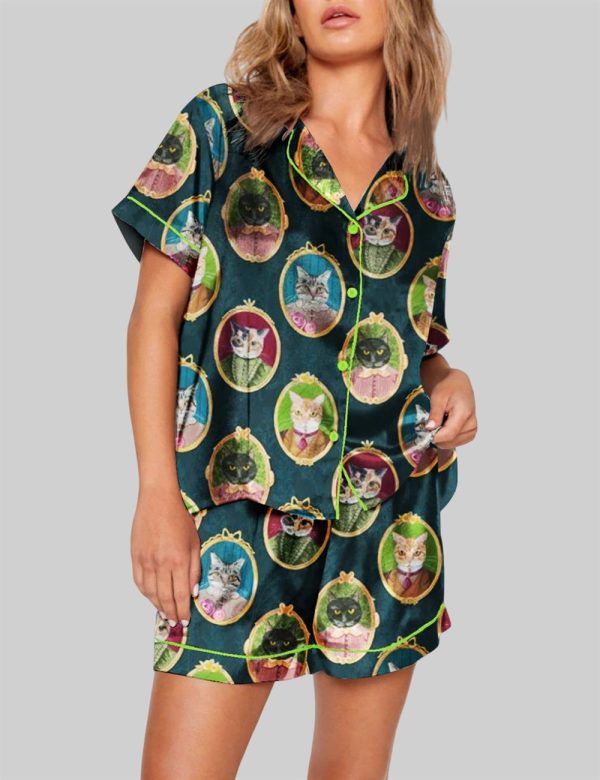 Colorful Cat Cameos Pajama Set 1