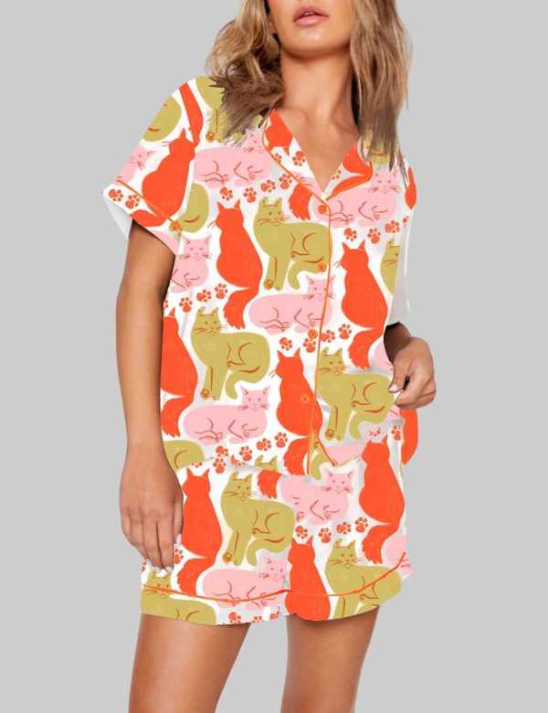 Colorful Cute Cat Pajama Set 1