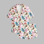 Colorful Summerween Skeletons Spooky Summer Beach Hawaii Halloween Pajama Set