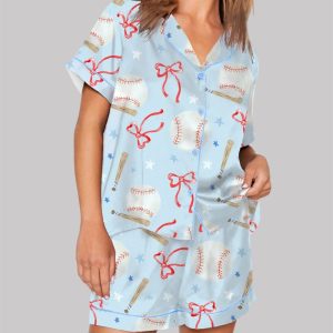 Coquette Baseball Short Sleeve Pajama Set 1