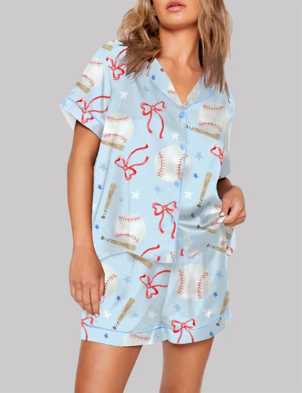 Coquette Baseball Short Sleeve Pajama Set 1