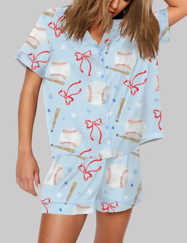 Coquette Baseball Short Sleeve Pajama Set 2