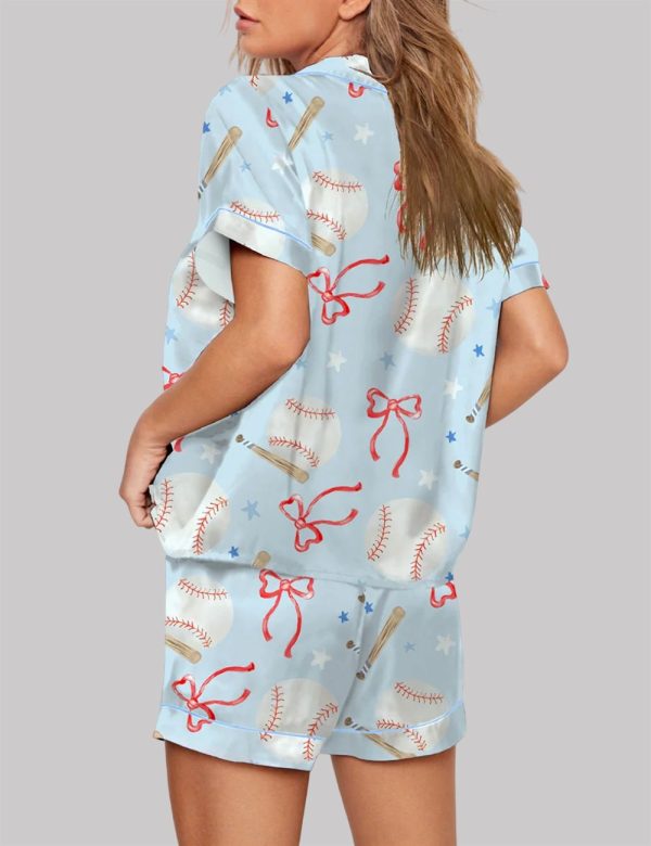 Coquette Baseball Short Sleeve Pajama Set 3