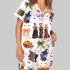 Coquette Bow Halloween Spooky Season Cat Witches Sisters Pajama Set 1