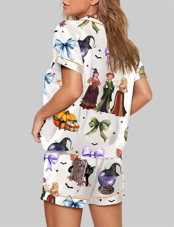 Coquette Bow Halloween Spooky Season Cat Witches Sisters Pajama Set 2