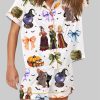Coquette Bow Halloween Spooky Season Cat Witches Sisters Pajama Set 3