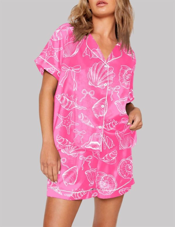 Coquette Seashell Beach Coastal Summer Pajama Set
