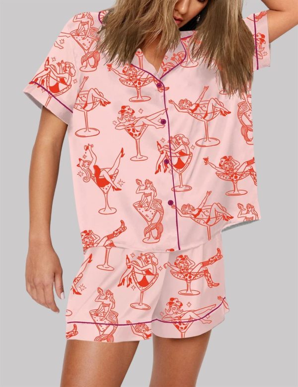 Cowgirl Girl Woman In Martini Glass Mermaid Catgirl In Glass Pajama Set 3