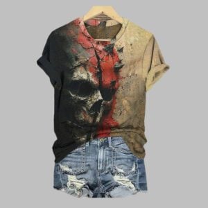 2025 Halloween Vintage Totenkopf Aufdruck Shirt 1 1