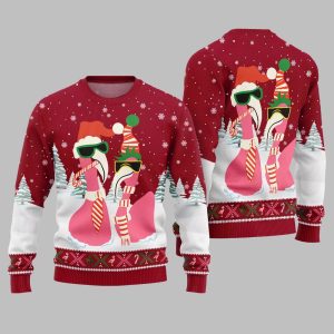 2025 Christmas Cool Flamingo Ugly Christmas Sweater 5