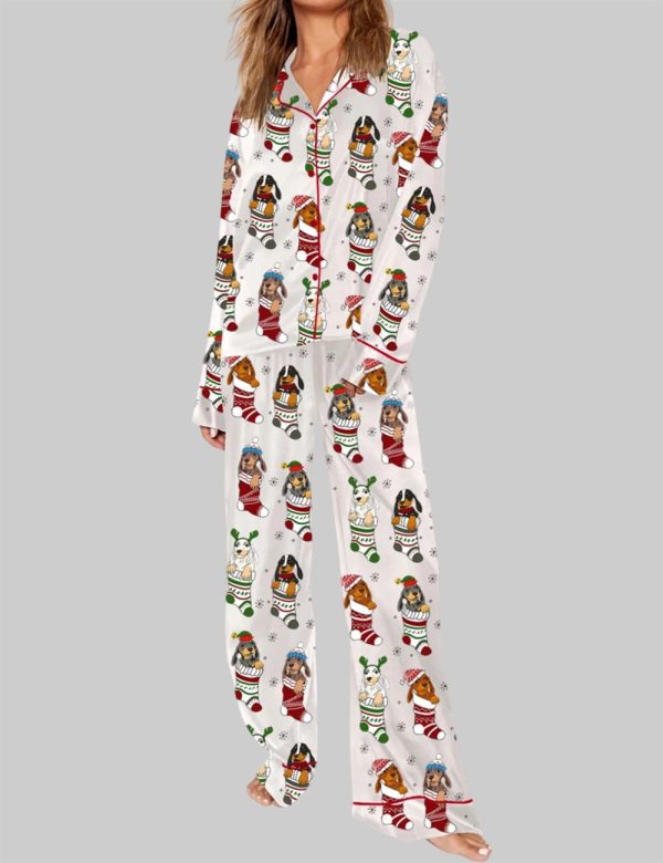 Dachshund Stockings Christmas Pajama Set 2