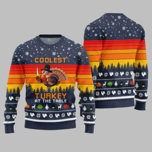 2025 Christmas Coolest Turkey At The Table Ugly Christmas Sweater 1