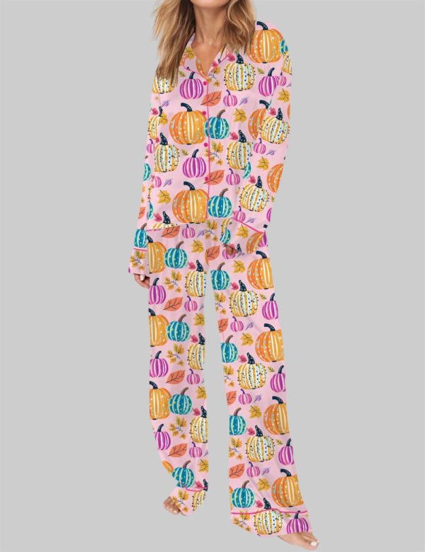 Fall Pumpkin Pajama Set For Women 2