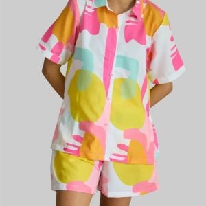 Fashionable Lady Wearing Glasses Pajama Set 1