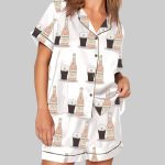 Favourite Drinks Couple Guinness And Rose Chicken Wine Pajama Set