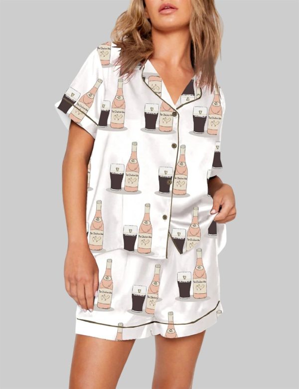 Favourite Drinks Couple Guinness And Rose Chicken Wine Pajama Set 1