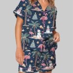 Flamingo Christmas Pajama Set For Women