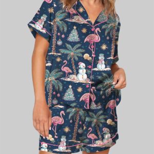 Flamingo Christmas Pajama Set For Women 1