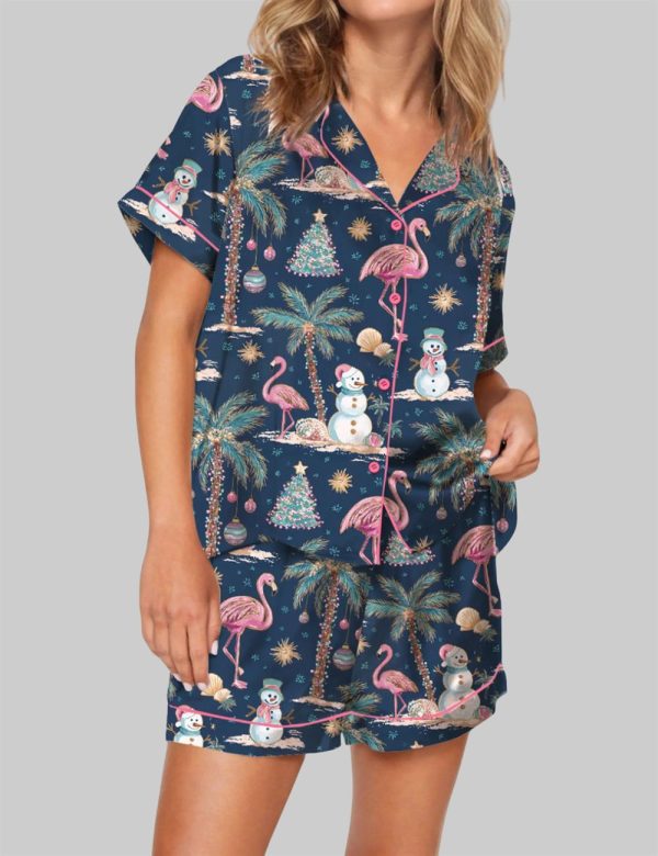 Flamingo Christmas Pajama Set For Women 1