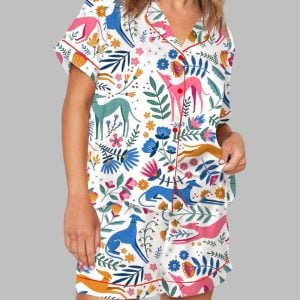 Floral Greyhound Whippet Pajama Set 1