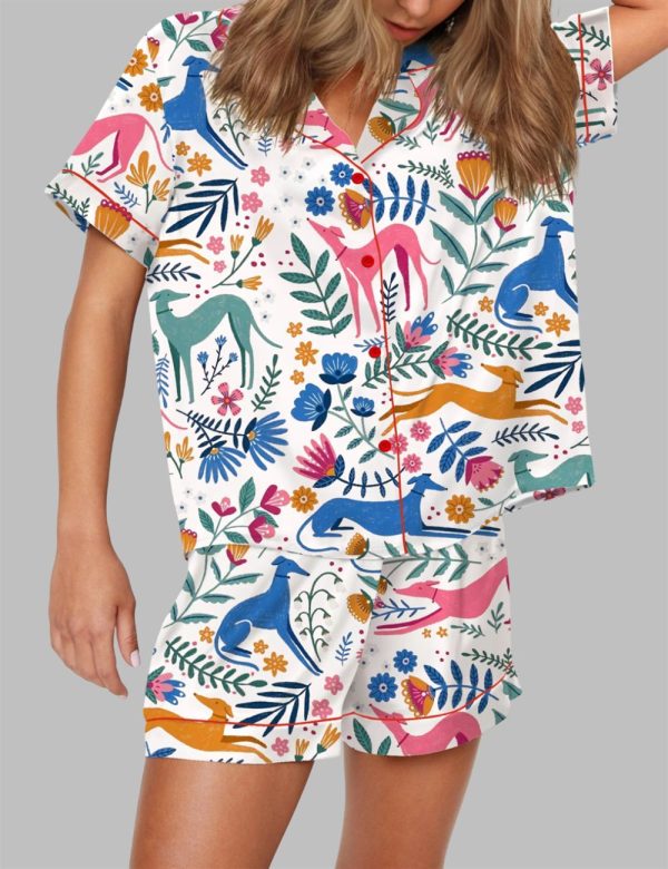 Floral Greyhound Whippet Pajama Set 2