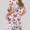 Flowers Chickens Lovers Short Sleeve Pajama Set 3