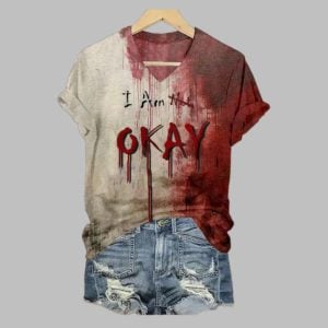 2025 Halloween Women's I Am Not Okay Bloody T-Shirt