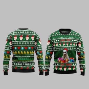 2025 Christmas Raccoon Live Fast Eat Trash Ugly Christmas Sweater 1 1
