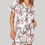 Girls Trip Paris Vacation Travel Short Sleeve Pajama Set