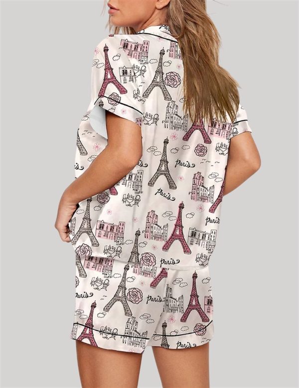Girls Trip Paris Vacation Travel Short Sleeve Pajama Set 3