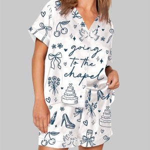 Going To The Chapel Coquette Bachelorette Wedding Bride Pajama Set 1