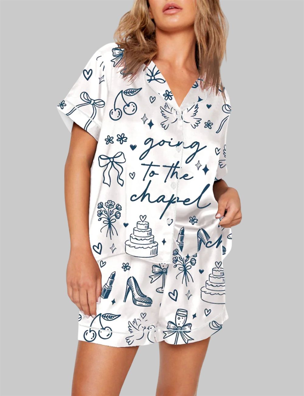Going To The Chapel Coquette Bachelorette Wedding Bride Pajama Set 1 Going To The Chapel Coquette Bachelorette Wedding Bride Pajama Set 1