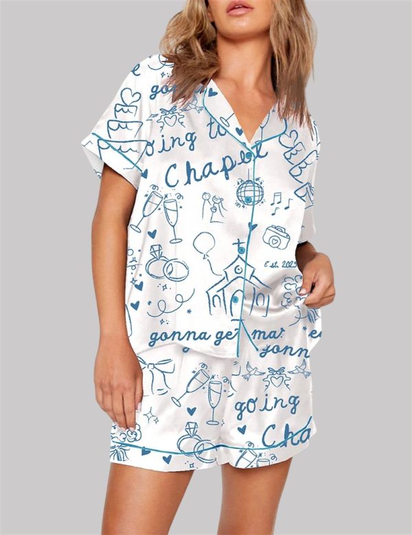 Going To The Chapel Gonna Get Married Bachelorette Bride Wedding Art Pajama Set 1