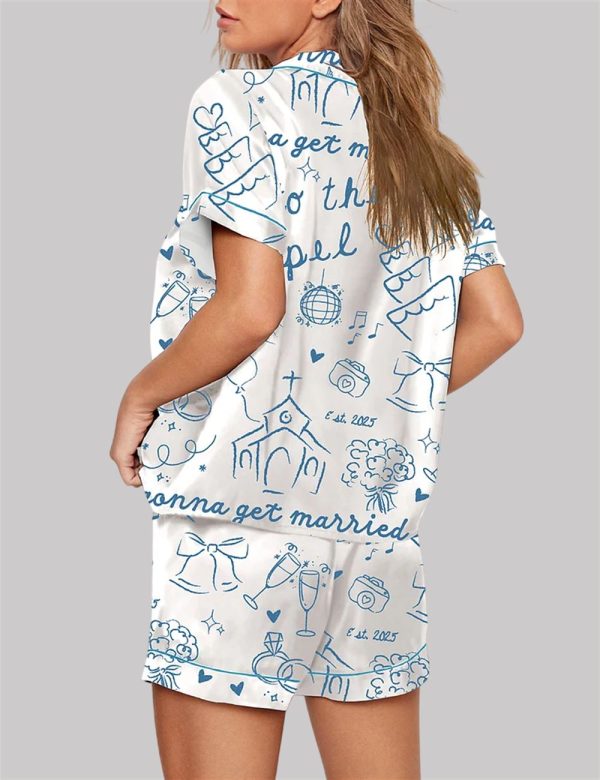 Going To The Chapel Gonna Get Married Bachelorette Bride Wedding Art Pajama Set 2