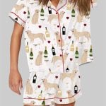 Golden Retriever And Wine Pajama Set