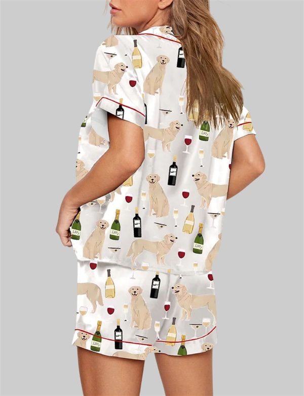 Golden Retriever And Wine Pajama Set 2
