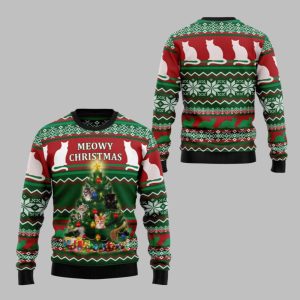 2025 Christmas Cat Meowy Christmas Ugly Christmas Sweater 1 1