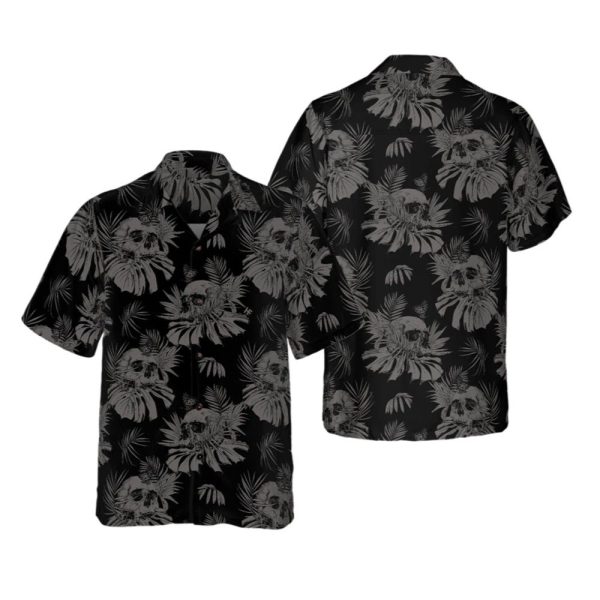 Halloween 2025 Seamless Gothic Skull With Butterfly Goth Hawaiian Shirt 1 2