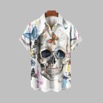 Halloween 2025 Skull Butterfly Hawaiian Shirt