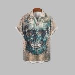 Halloween 2025 Skull Flower Hawaiian Shirt