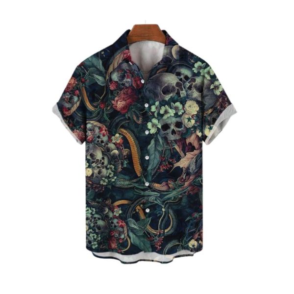 Halloween 2025 Skull Flowers Hawaiian Shirt 1 2