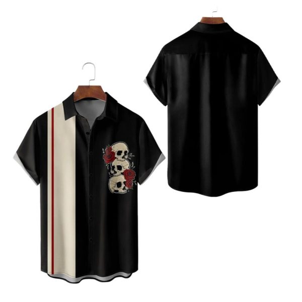 Halloween 2025 Skull Rose Bowling Hawaiian Shirt 1 2