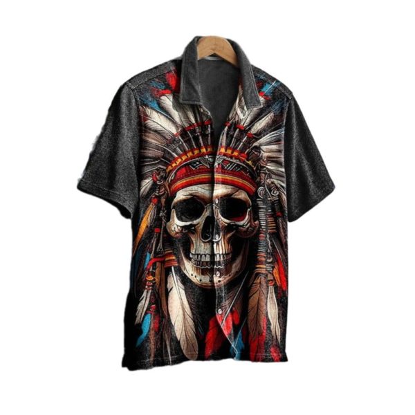 Halloween 2025 Totem Skull Pattern Hawaiian Shirt 1 2