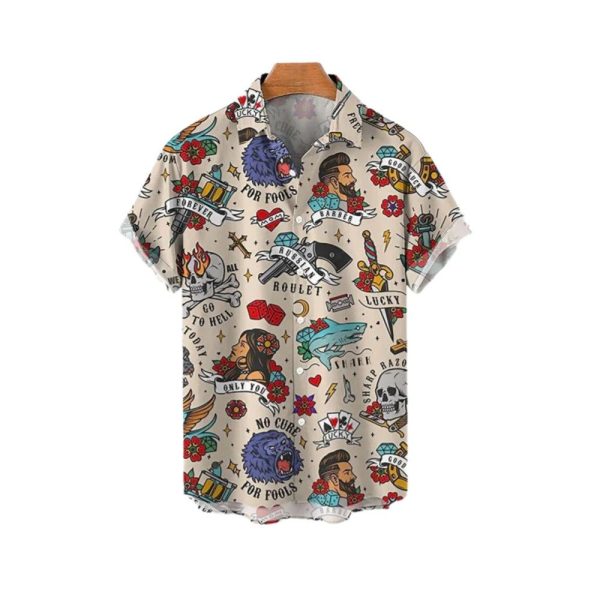 Halloween 2025 Vintage Lucky Skull Hawaiian Shirt 1 2